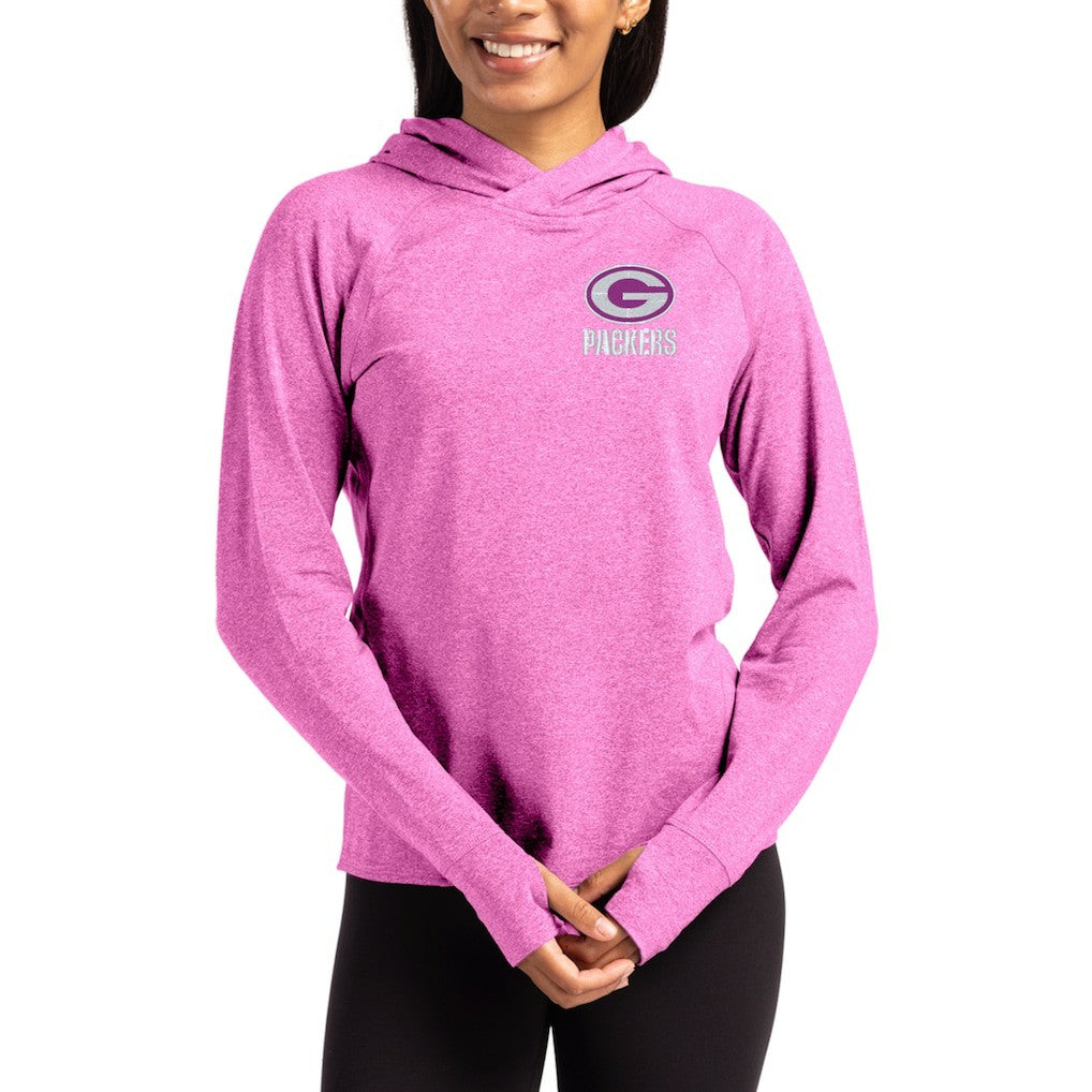 Green Bay Packers Cutter & Buck Women's Tonal Logo Adapt Knit Recycled Raglan Pullover Hoodie - Pink sale