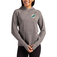 Miami Dolphins Cutter & Buck Women's Primary Logo Adapt Knit Recycled Raglan Pullover Hoodie - Heather Charcoal on sale