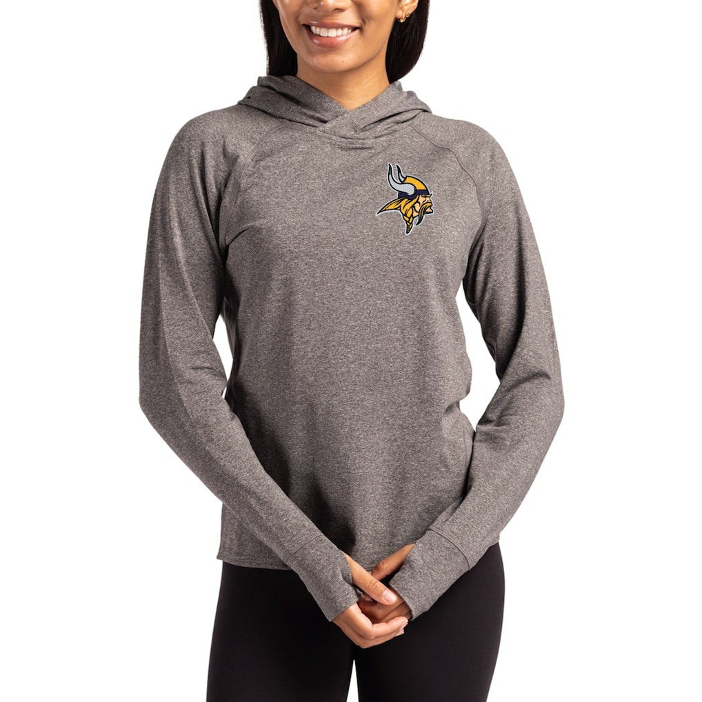Minnesota Vikings Cutter & Buck Women's Primary Logo Adapt Knit Recycled Raglan Pullover Hoodie - Heather Charcoal for sale