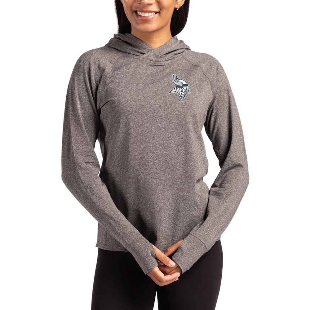 Minnesota Vikings Cutter & Buck Women's Tonal Logo Adapt Knit Recycled Raglan Pullover Hoodie - Heather Charcoal cheap