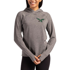 Philadelphia Eagles Cutter & Buck Women's Throwback Logo Adapt Knit Recycled Raglan Pullover Hoodie - Heather Charcoal on sale