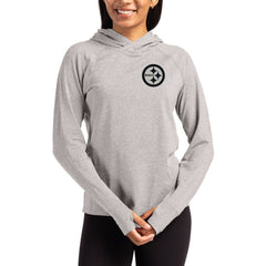 Pittsburgh Steelers Cutter & Buck Women's Tonal Logo Adapt Knit Recycled Raglan Pullover Hoodie - Heather Gray outlet