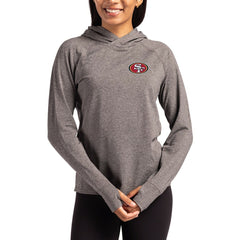 San Francisco 49ers Cutter & Buck Women's Primary Logo Adapt Knit Recycled Raglan Pullover Hoodie - Heather Charcoal outlet