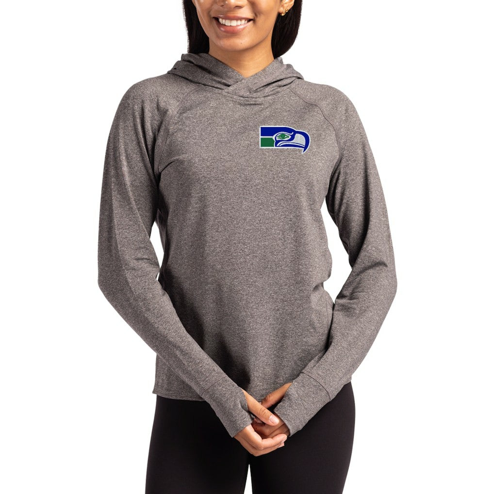 Seattle Seahawks Cutter & Buck Women's Throwback Logo Adapt Knit Recycled Raglan Pullover Hoodie - Heather Charcoal cheap