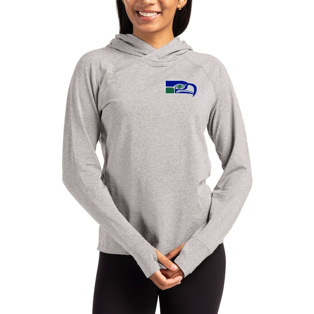 Seattle Seahawks Cutter & Buck Women's Throwback Logo Adapt Knit Recycled Raglan Pullover Hoodie - Heather Gray outlet