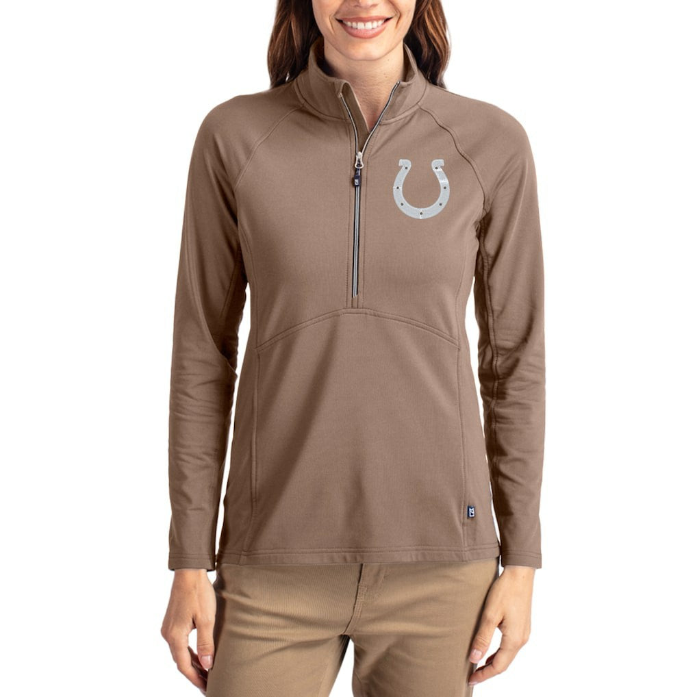 Indianapolis Colts Cutter & Buck Women's Tonal Adapt Eco Knit Stretch Recycled Raglan Half-Zip Pullover - Brown discount