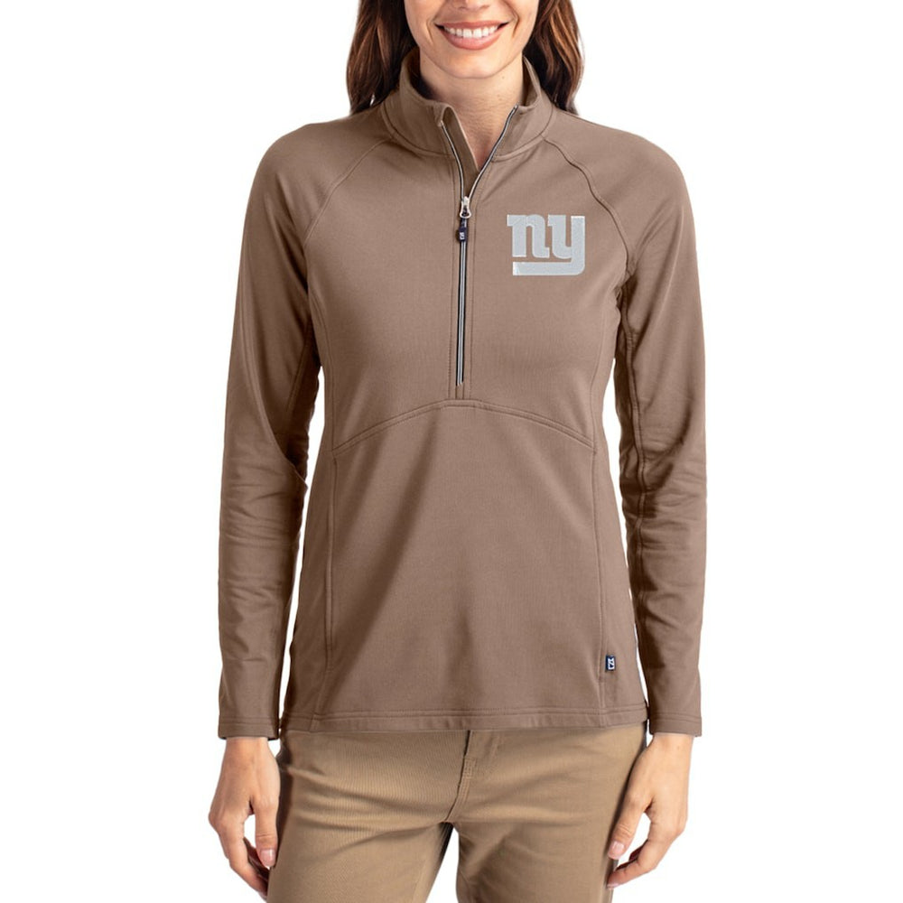 New York Giants Cutter & Buck Women's Tonal Adapt Eco Knit Stretch Recycled Raglan Half-Zip Pullover - Brown online