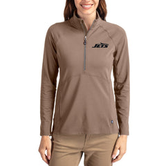 New York Jets Cutter & Buck Women's Tonal Adapt Eco Knit Stretch Recycled Raglan Half-Zip Pullover - Brown cheap