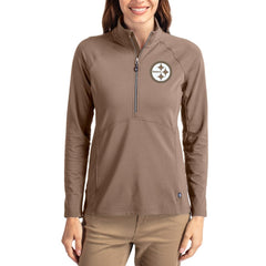Pittsburgh Steelers Cutter & Buck Women's Tonal Adapt Eco Knit Stretch Recycled Raglan Half-Zip Pullover - Brown sale