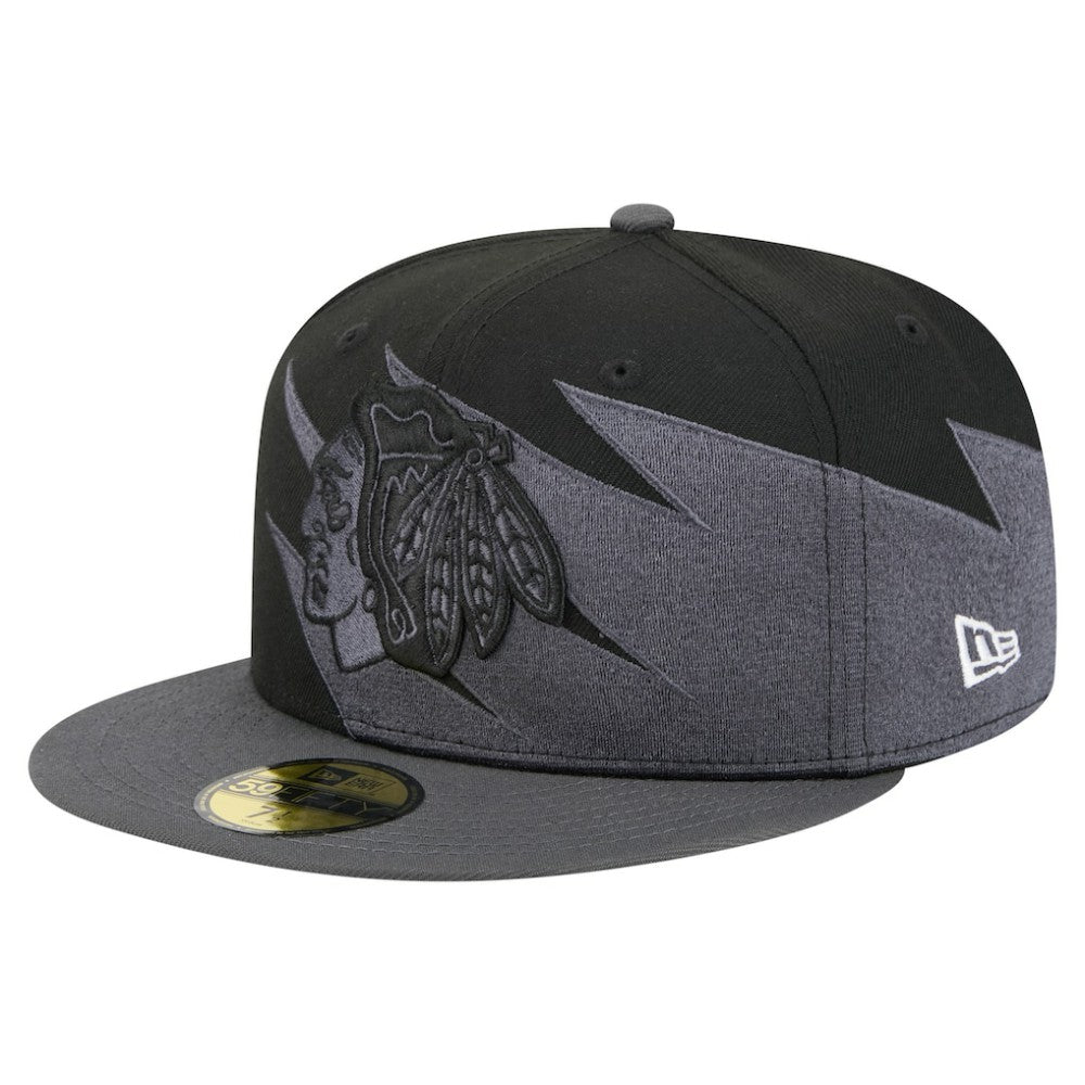 Chicago Blackhawks New Era Spikes 59FIFTY Fitted Hat - Black Hats