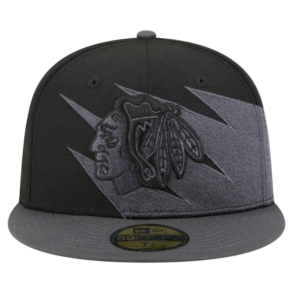 Chicago Blackhawks New Era Spikes 59FIFTY Fitted Hat - Black Hats