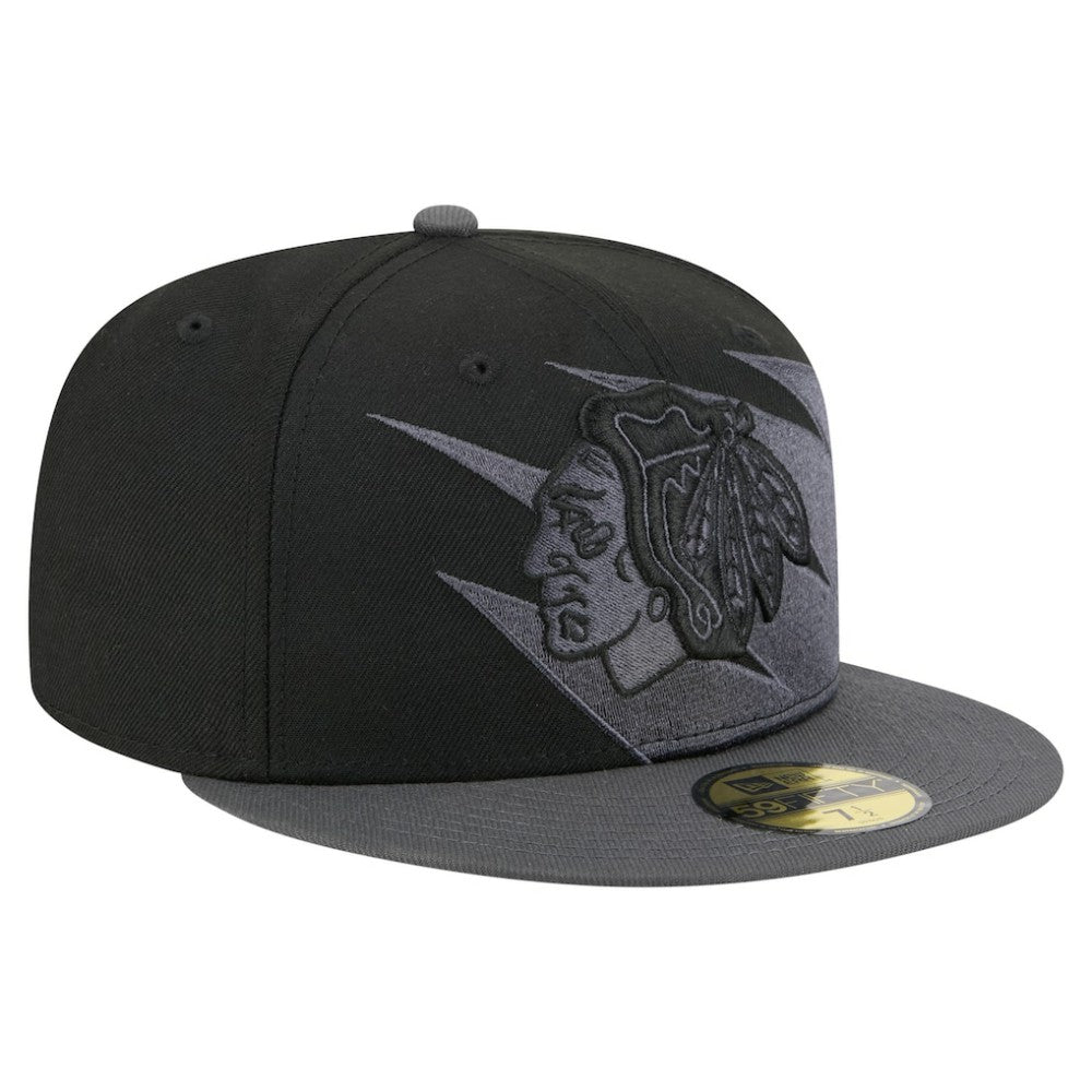 Chicago Blackhawks New Era Spikes 59FIFTY Fitted Hat - Black Hats