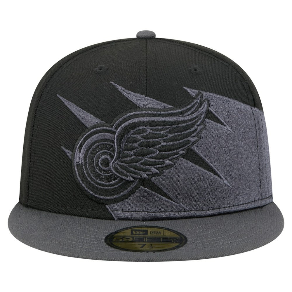 Detroit Red Wings New Era Spikes 59FIFTY Fitted Hat - Black Hats