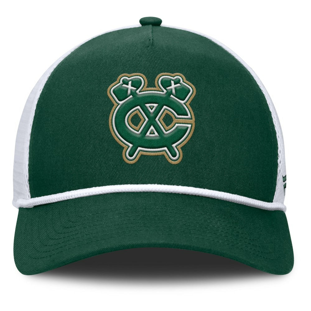 Chicago Blackhawks Fanatics Bermuda A-Frame Adjustable Hat - Green/White Hats