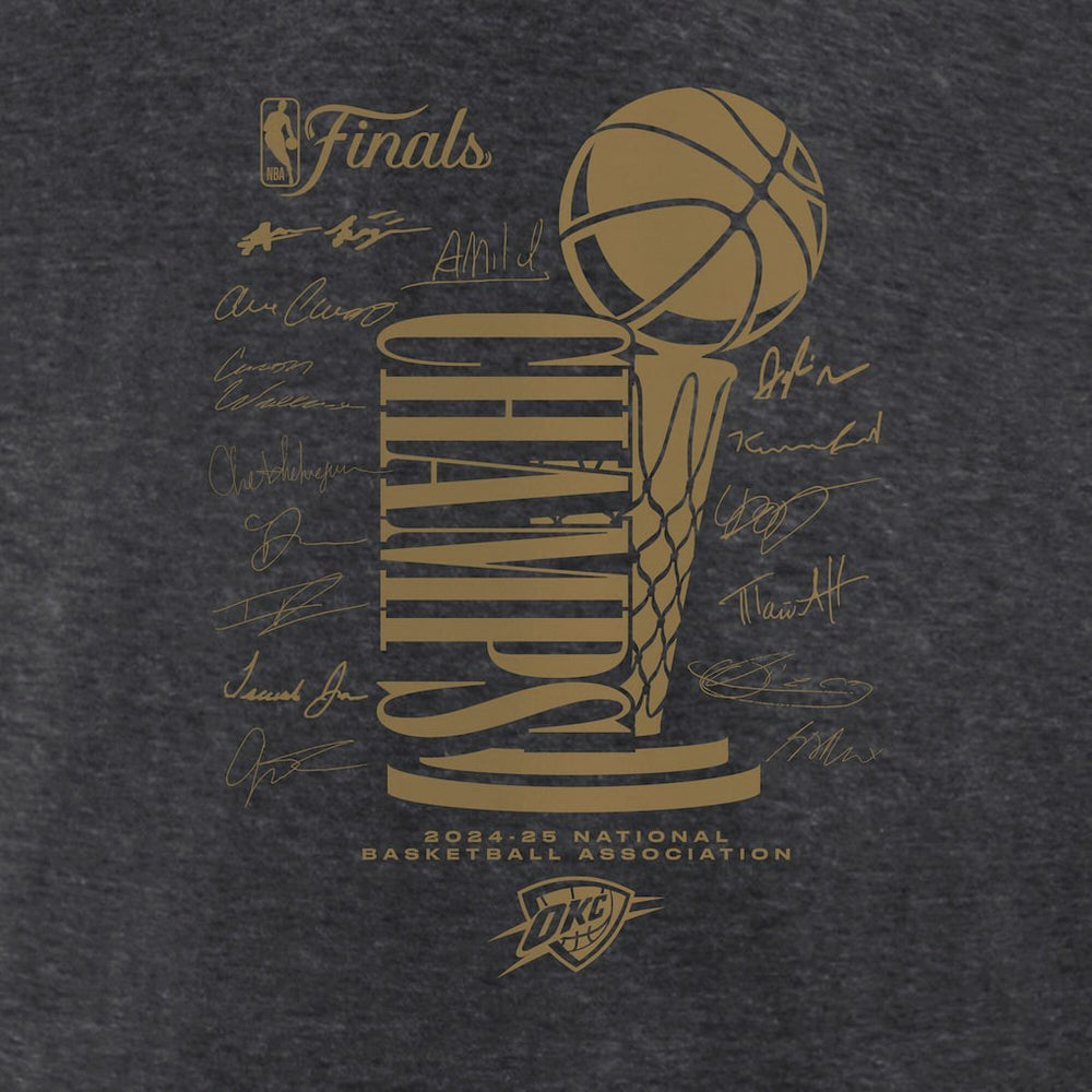 Oklahoma City Thunder Women's 2025 NBA Finals Champions Double Dribble V-Neck T-Shirt - Heather Charcoal for sale
