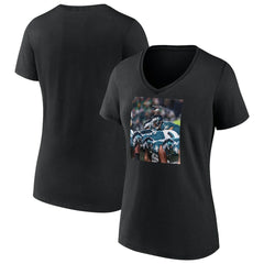 Philadelphia Eagles Women's Push On V-Neck T-Shirt - Black for sale