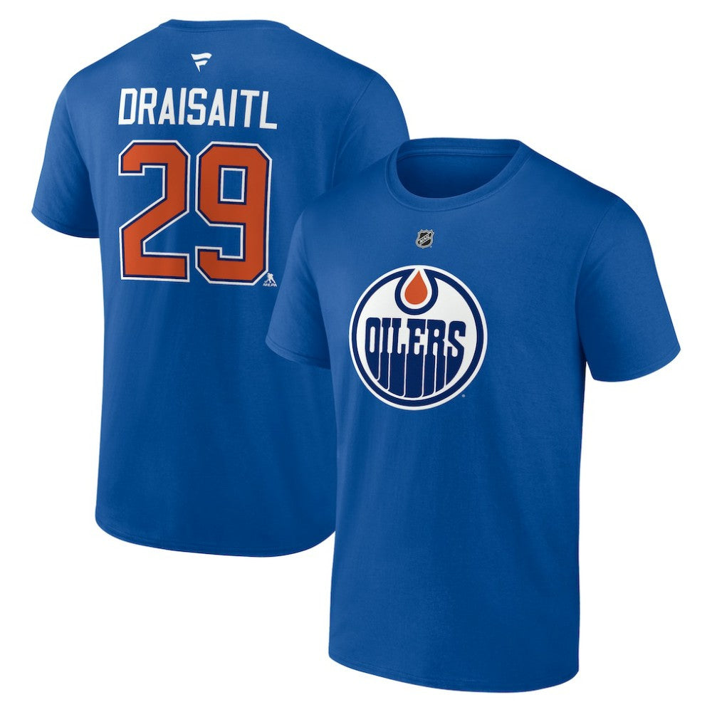 Leon Draisaitl Edmonton Oilers Fanatics Authentic Stack Name & Number T-Shirt - Royal T-shirts