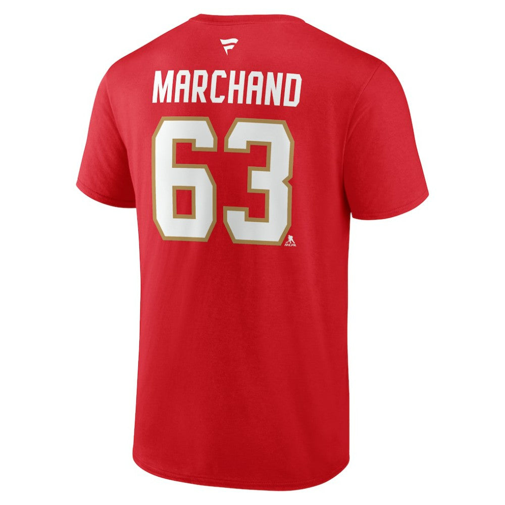 Brad Marchand Florida Panthers Fanatics Authentic Stack Name & Number T-Shirt - Red T-shirts
