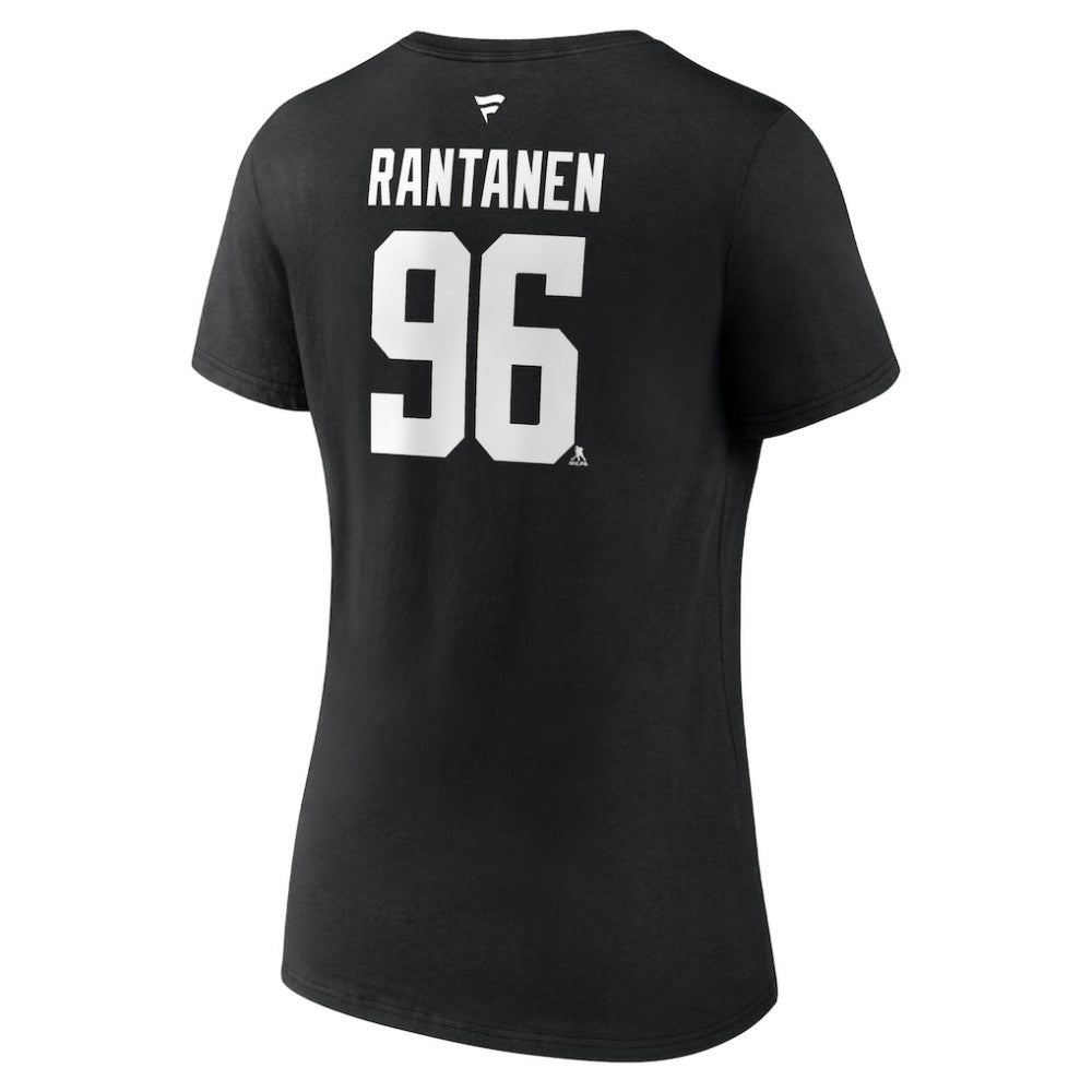 Mikko Rantanen Dallas Stars Fanatics Women's Authentic Stack Name & Number V-Neck T-Shirt - Black T-shirts