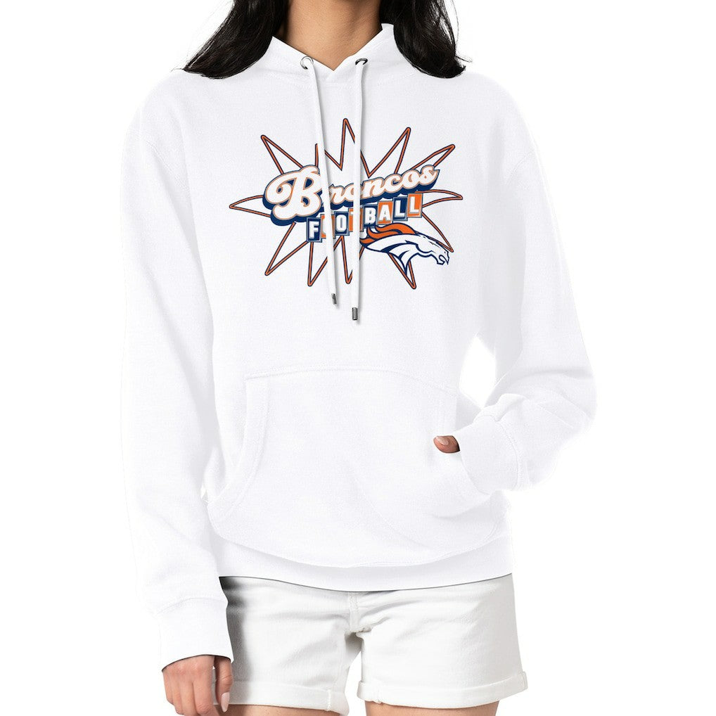 Denver Broncos Starter Women's Drive-In Sign Pullover Hoodie - White for sale