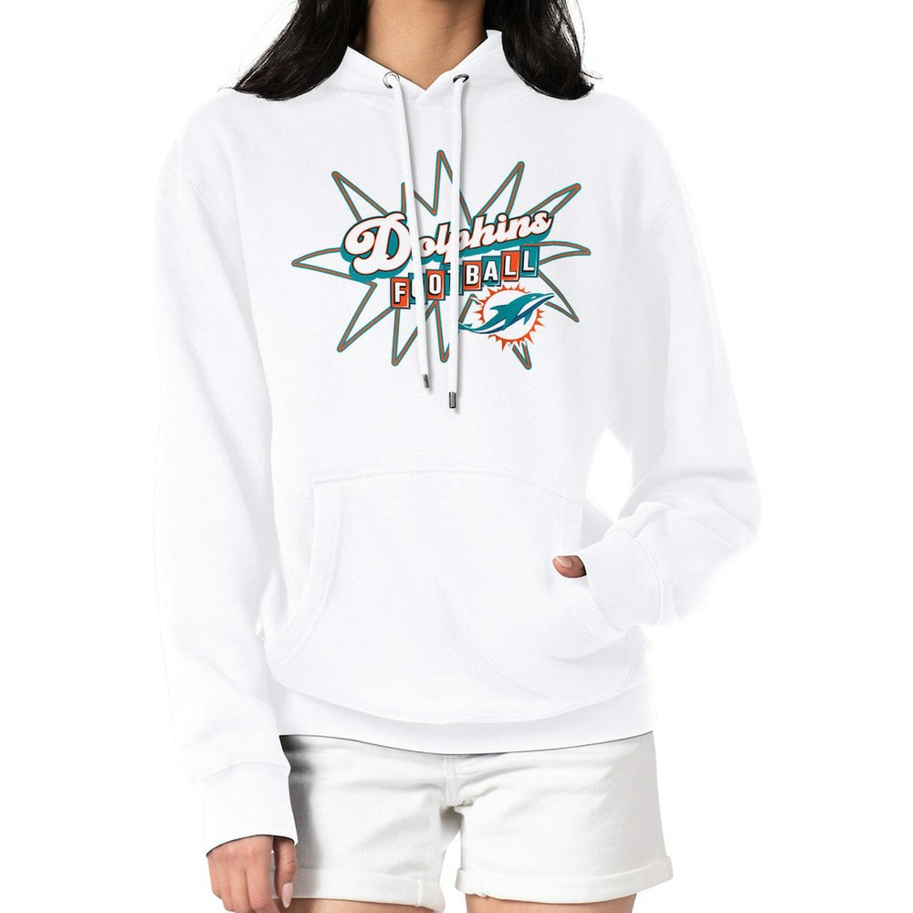 Miami Dolphins Starter Women's Drive-In Sign Pullover Hoodie - White on sale