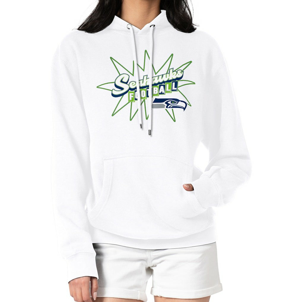 Seattle Seahawks Starter Women's Drive-In Sign Pullover Hoodie - White sale
