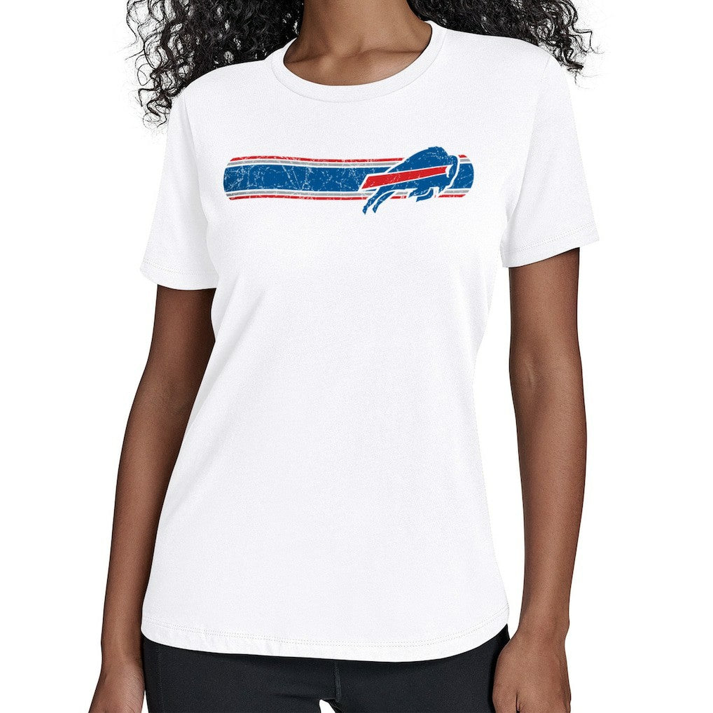 Buffalo Bills Starter Women's Team Stripe T-Shirt - White outlet