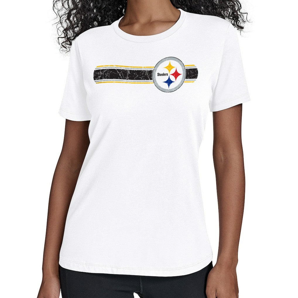 Pittsburgh Steelers Starter Women's Team Stripe T-Shirt - White discount