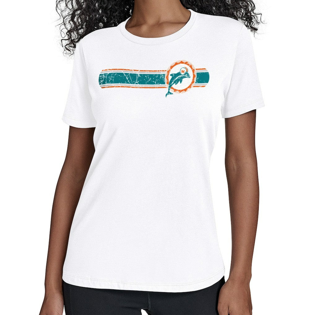 Miami Dolphins Starter Women's Throwback Team Stripe T-Shirt - White sale