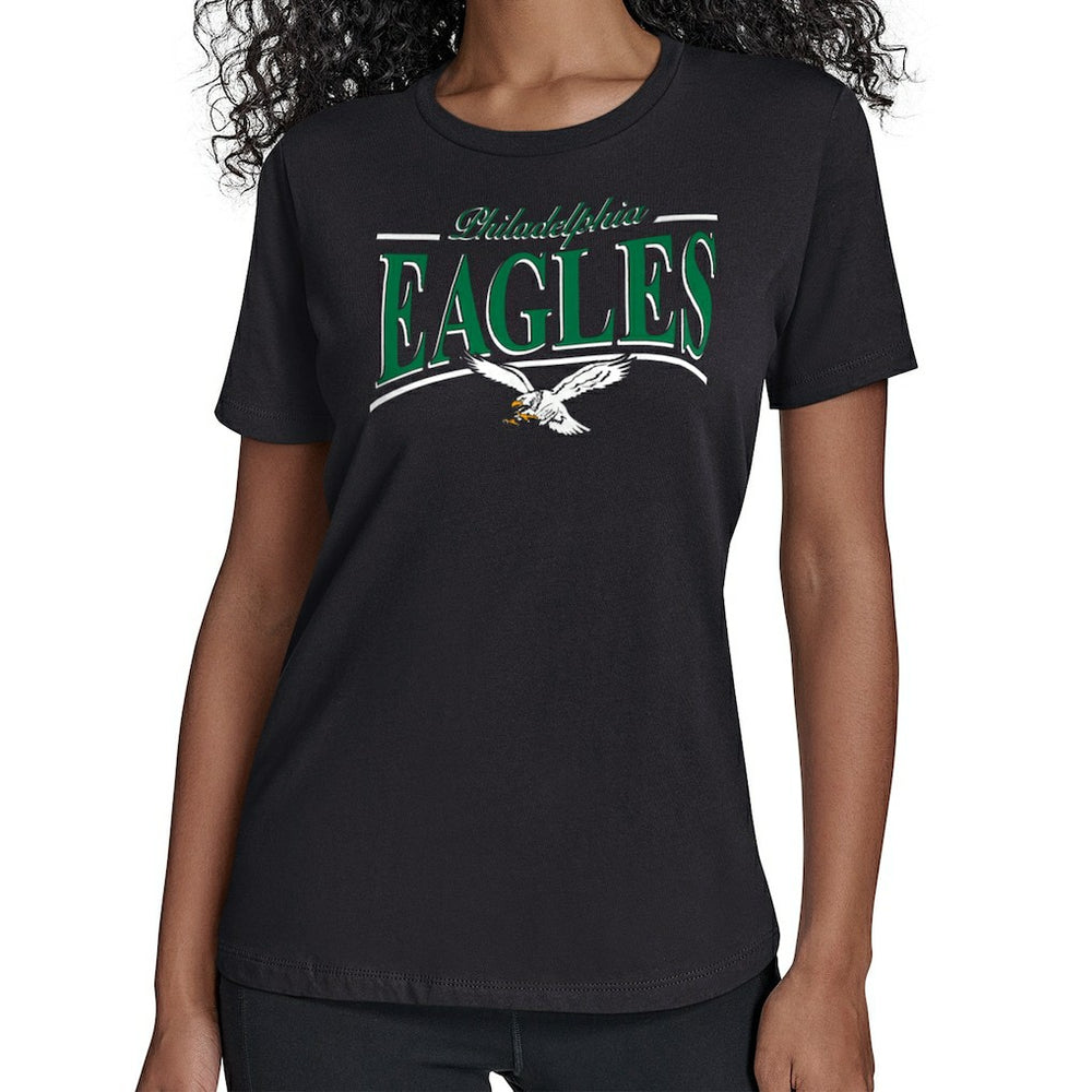 Philadelphia Eagles Starter Women's Throwback Arch Stripe T-Shirt - Black on sale