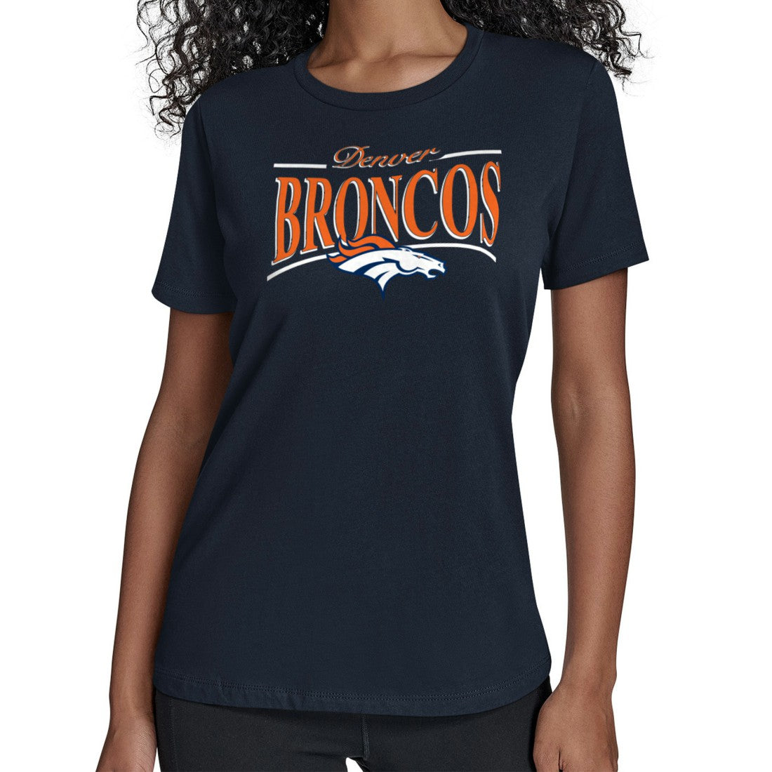 Denver Broncos Starter Women's Arch Stripe T-Shirt - Navy cheap
