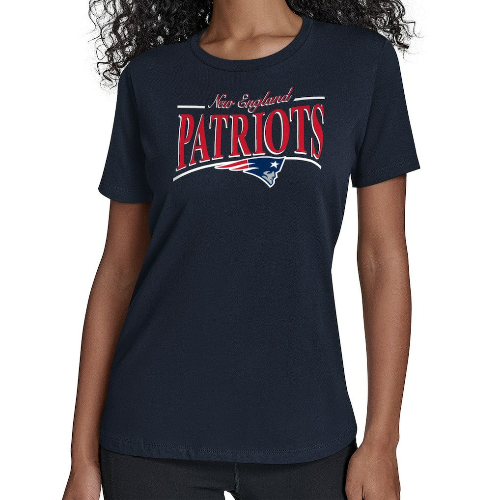 New England Patriots Starter Women's Arch Stripe T-Shirt - Navy outlet