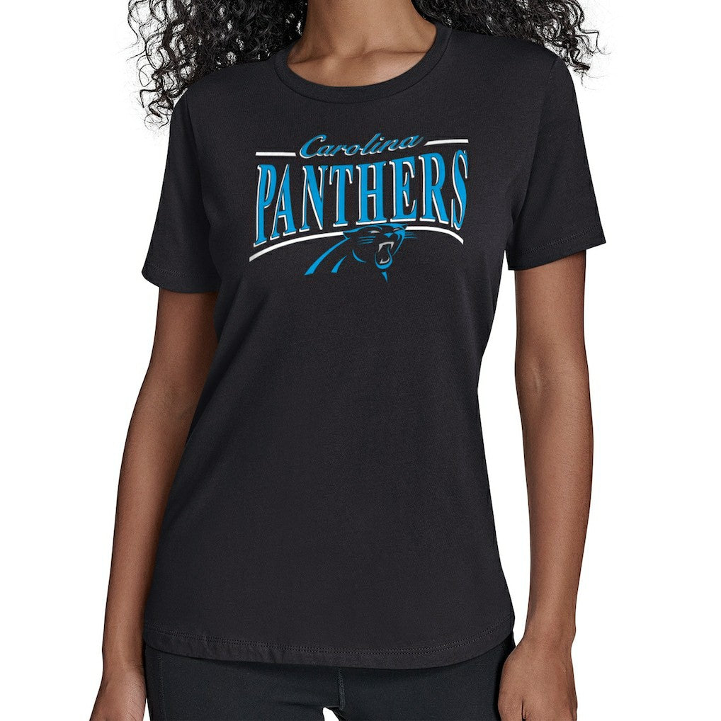 Carolina Panthers Starter Women's Arch Stripe T-Shirt - Black outlet