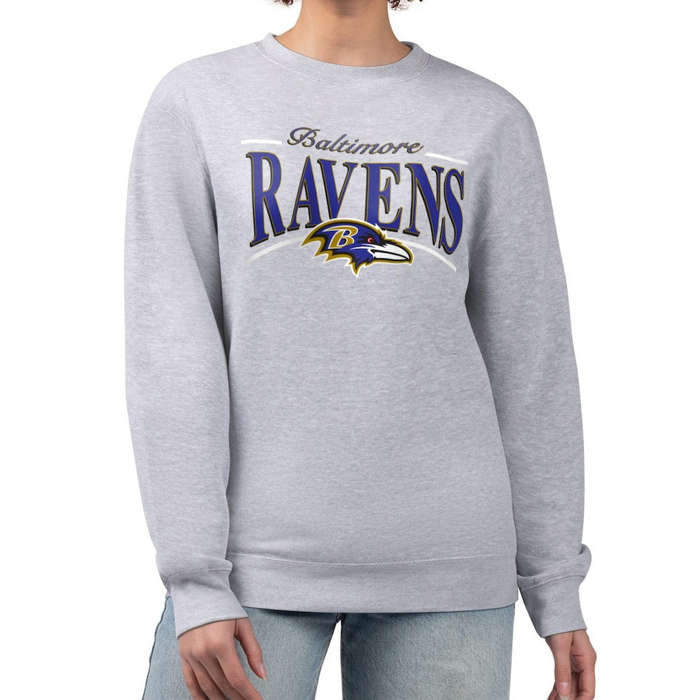 Baltimore Ravens Starter Women's Arch Stripe Fleece Pullover Sweatshirt - Gray online