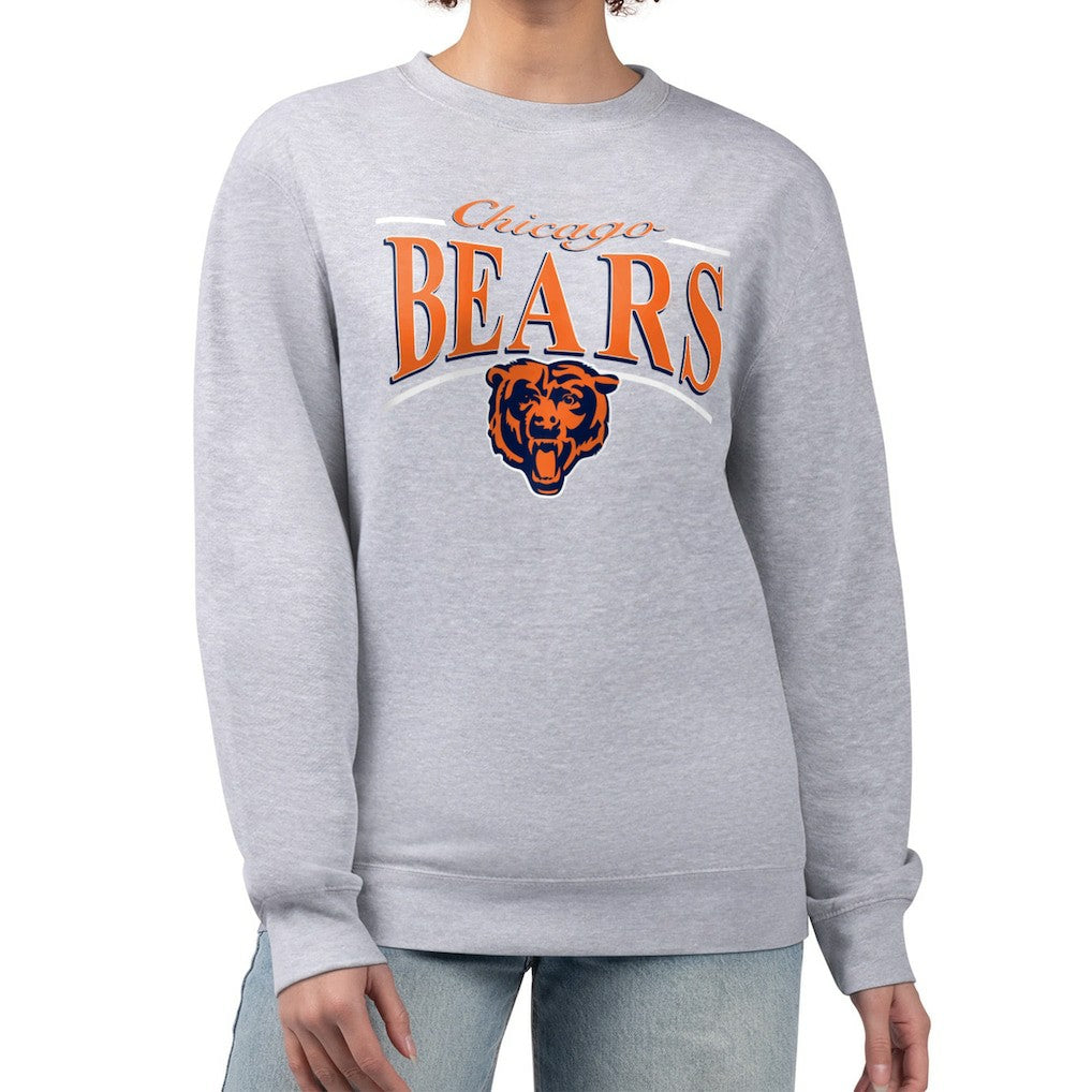 Chicago Bears Starter Women's Arch Stripe Fleece Pullover Sweatshirt - Gray online