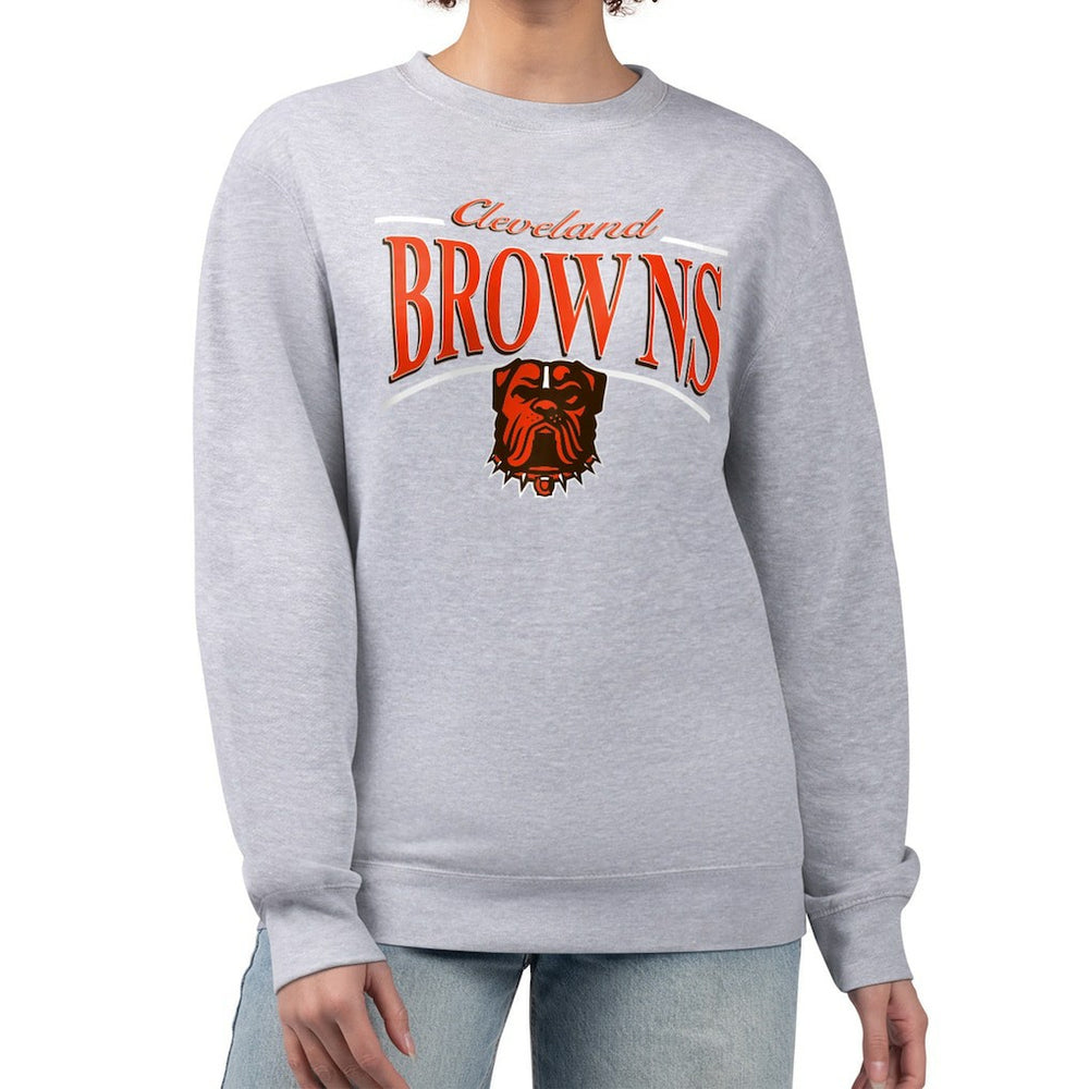 Cleveland Browns Starter Women's Arch Stripe Fleece Pullover Sweatshirt - Gray outlet