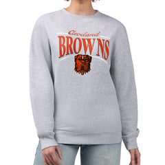 Cleveland Browns Starter Women's Arch Stripe Fleece Pullover Sweatshirt - Gray outlet