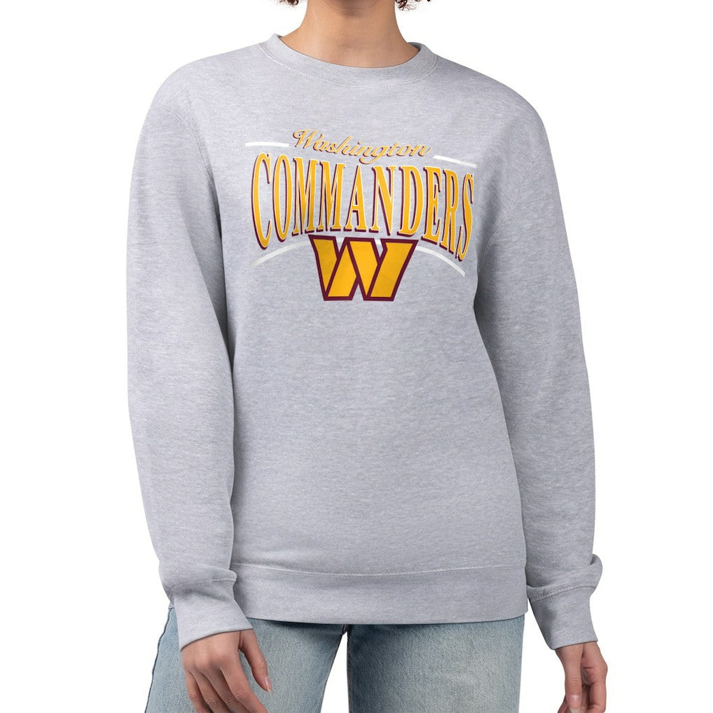 Washington Commanders Starter Women's Arch Stripe Fleece Pullover Sweatshirt - Gray discount