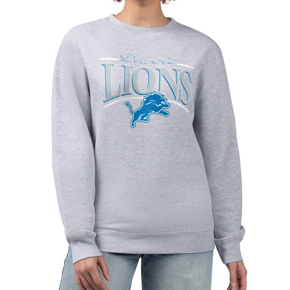 Detroit Lions Starter Women's Arch Stripe Fleece Pullover Sweatshirt - Gray cheap