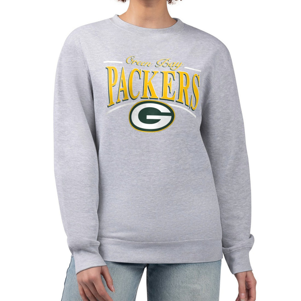Green Bay Packers Starter Women's Arch Stripe Fleece Pullover Sweatshirt - Gray sale