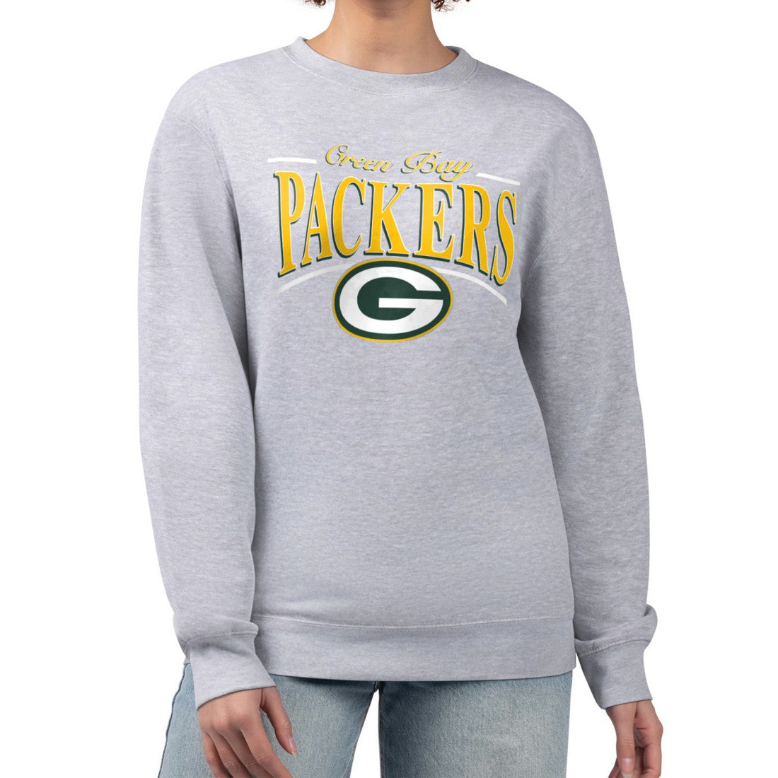Green Bay Packers Starter Women's Arch Stripe Fleece Pullover Sweatshirt - Gray sale