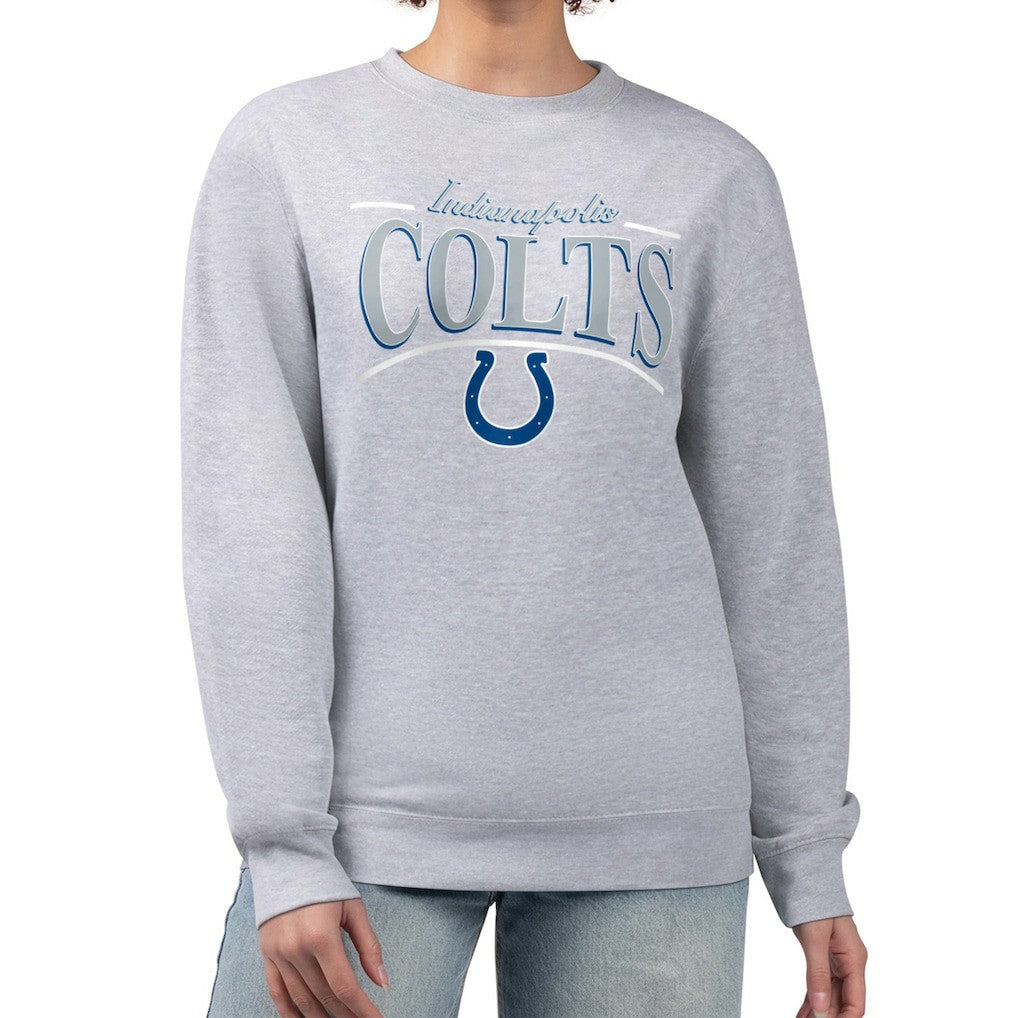 Indianapolis Colts Starter Women's Arch Stripe Fleece Pullover Sweatshirt - Gray cheap