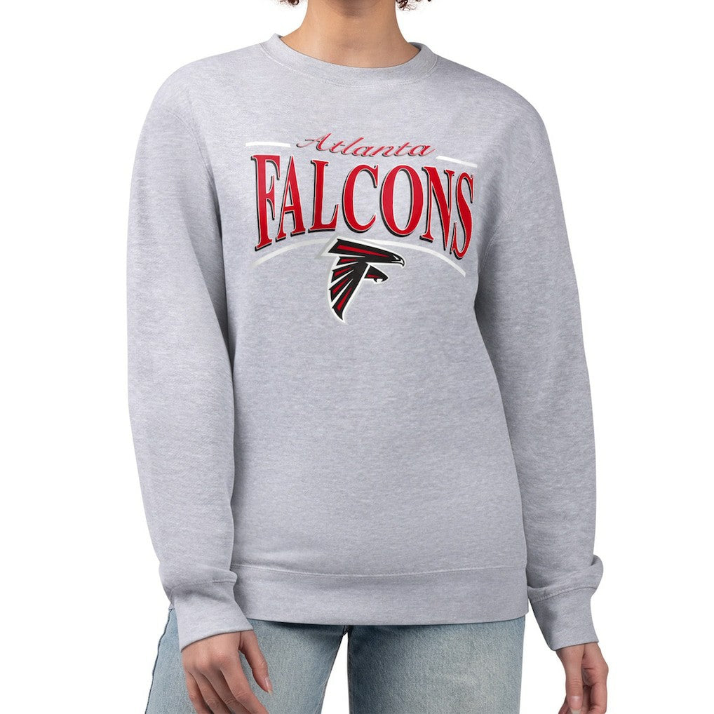 Atlanta Falcons Starter Women's Arch Stripe Fleece Pullover Sweatshirt - Gray for sale