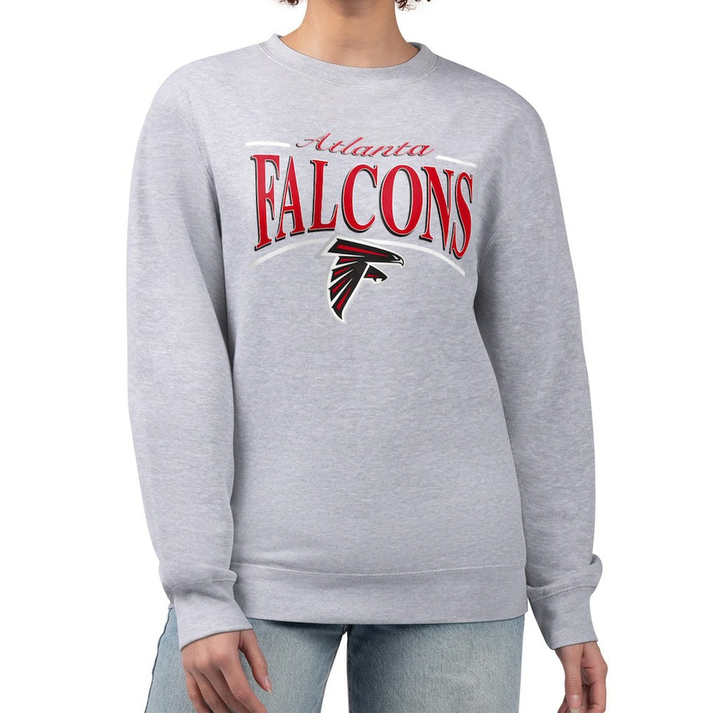 Atlanta Falcons Starter Women's Arch Stripe Fleece Pullover Sweatshirt - Gray for sale