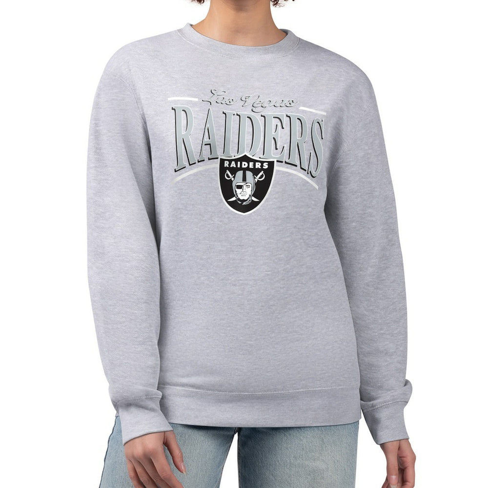 Las Vegas Raiders Starter Women's Arch Stripe Fleece Pullover Sweatshirt - Gray discount