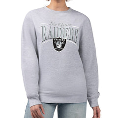 Las Vegas Raiders Starter Women's Arch Stripe Fleece Pullover Sweatshirt - Gray discount