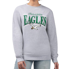 Philadelphia Eagles Starter Women's Throwback Arch Stripe Fleece Pullover Sweatshirt - Gray for sale