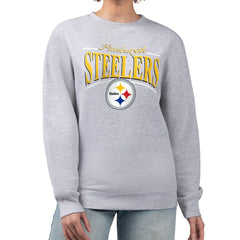Pittsburgh Steelers Starter Women's Arch Stripe Fleece Pullover Sweatshirt - Gray discount