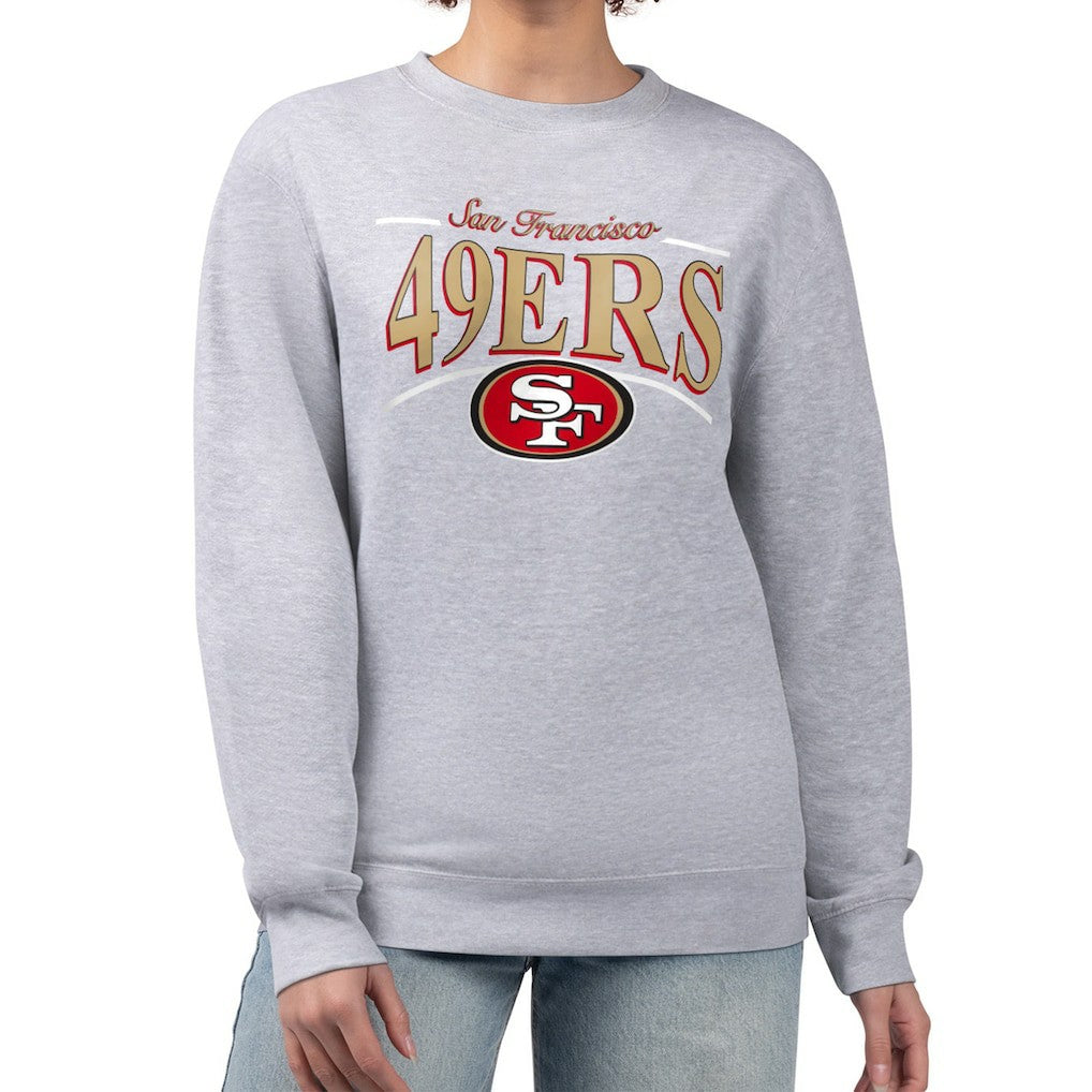 San Francisco 49ers Starter Women's Arch Stripe Fleece Pullover Sweatshirt - Gray online