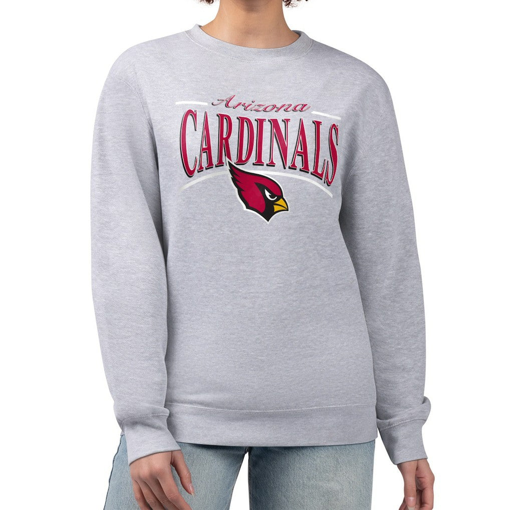 Arizona Cardinals Starter Women's Arch Stripe Fleece Pullover Sweatshirt - Gray sale